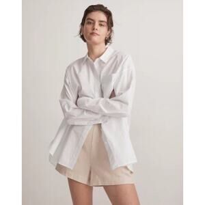 Madewell The Signature Poplin‎ Oversized Shirt Eyelet White Small NJ588 Casual